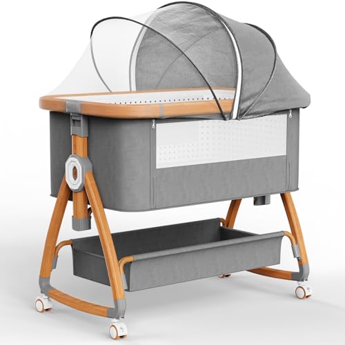 NIKYJM Baby Cosleeping Bed, 3-1 Baby Cot Cododo 6 Posizioni Regolabili, 4 Ruote Bloccabili Con Materassi Morbidi Cradle Baby Compatibile Con Un'ampia Gamma di Tipi di Lett