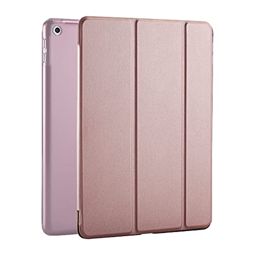 ホビナビ iPad mini4 ipad ケース 第4世代 ipadケース ipadプロケース ipad カバー アイパッドケース オートスリープ機能付き 二つ折りスタンド 半透明バックケース おしゃれ 自動スリープ 軽量 薄型 耐衝撃 衝撃保護 ローズゴールド