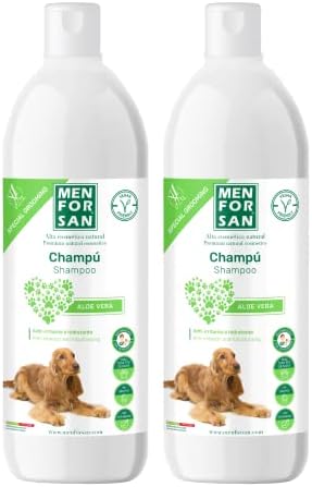 MENFORSAN Champú Perros, Aloe Vera, Verde, 1 l Paquete de 2 MENFORSAN Champú Perros, Aloe Vera, Verde, 1 l Paquete de 2