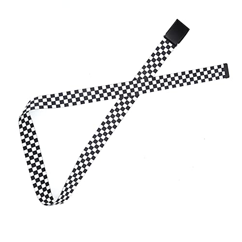 Qiilu Canvas Belt Adjustable Checkered Belt Can Be Fixed Untie Easily Adjustable Cuttable Black White Grid Strap for Clothing Decoration3