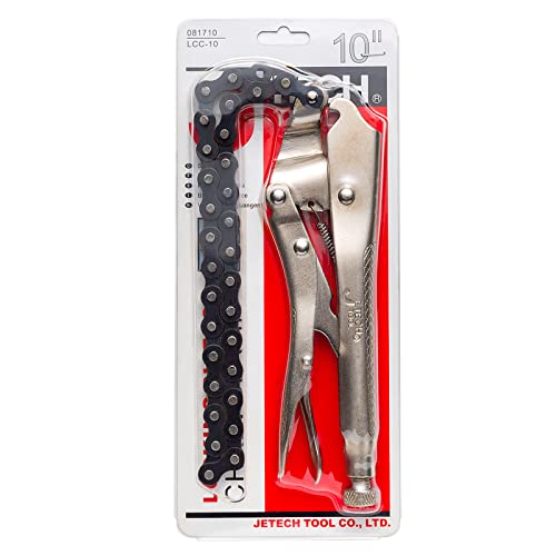Jetech 10 Inch Locking Chain Clamp - Chain Vise Or Wrench With 20 Inch (50.8Cm) Chain And Steel Jaws - Made With Chrome Vanadium Steel #TOP6