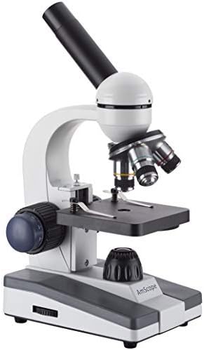 AmScope 40X-1000X Portable LED Monocular Student Microscope + 50 Blank Slides