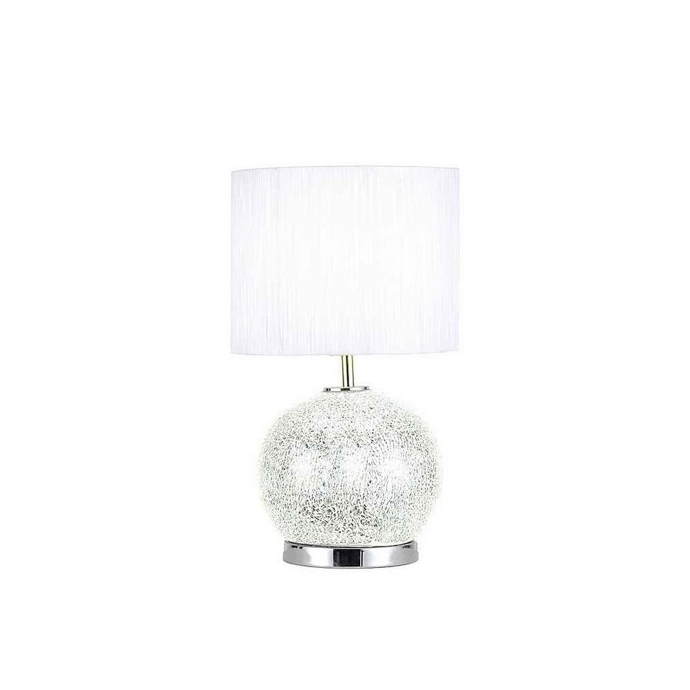 Sobremesa Cristal Secoya 1xe27+LED 5W 4000K 2 Encend.indep 50x30x30 Cm Mosaico Espejo/cromo C/pant Blanca