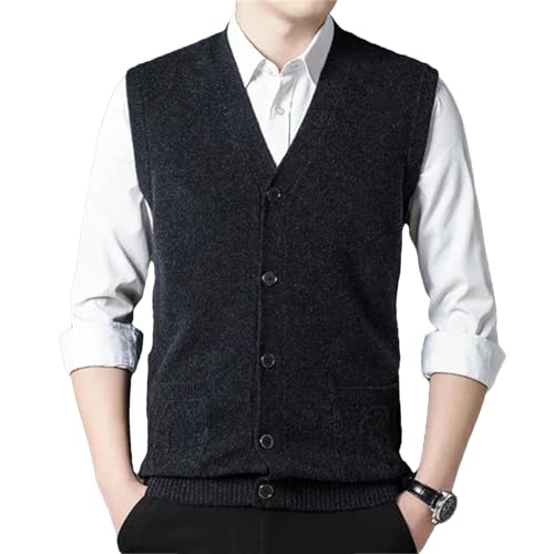 Dcvmvmn Men's Winter Cashmere Vest V-Neck Sleeveless Sweater Cardigan Lightweight Knitted V-Neck Sweater Vest