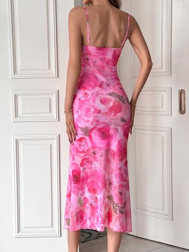 Image of GORGLITTER Women's Floral Wedding Guest Bridal Shower Cocktail Midi Dress | Wedding Dresses for Bride, Bridesmaid Dresses, Orange Dress Women, Vacation Dresses for Woman