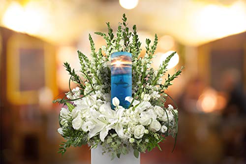 Image of Commemorative Cremation Urns Dolphin Divinity Scattering Urn - Biodegradable, Paper, Blue, Dolphin Pattern - Cremation Urns - Adult Ashes - 100 cubic inches