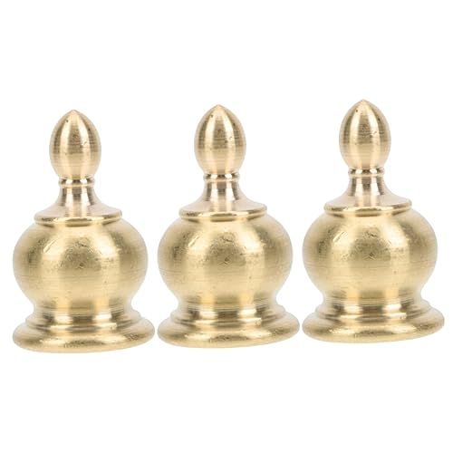 Image of Housoutil 3pcs Table Lamp Accessories Lamp Finial Cap Knob Lamp Shade Finial Lamp Shades Finials Caps Retro Lamp Finials Light Fixture Screws Floor Internal Teeth Copper Lamp Cover