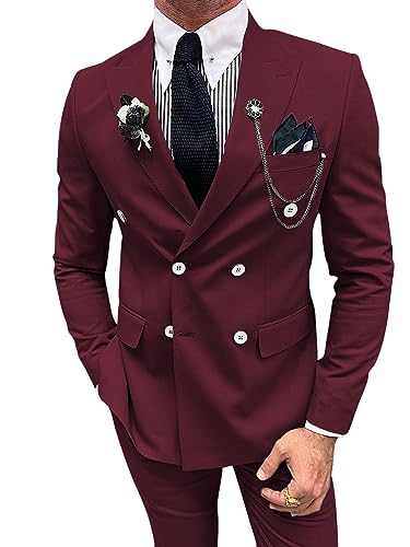 Suits for Men 2 Piece Business Suits Men Blazer and Pants Slim Fit Double Breasted Suit Men Big and Tall