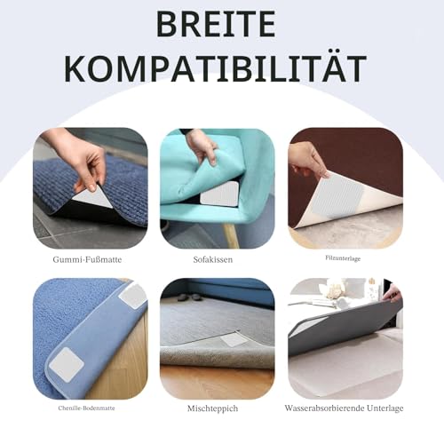 Teppichgreifer Antirutschmatte Vacuum Tech Antirutschunterlage 8 Stück Teppich Antirutschunterlage für Parkettboden Fliesen Waschbarer Wiederverwendbarer Rutschmatte Teppich Anti Rutsch(10x10cm)
