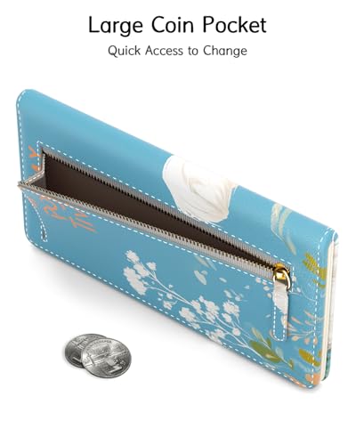 Image of Nipichsha Womens Wallet, RFID Slim Wallets for Women, Thin Ladies Credit Card Holder Purse, Cute Leather Bifold Clutch Billfold with 11 Card Slots & ID Window, Flowers Dog