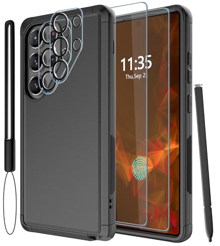 LSYPP for Samsung Galaxy S25 Ultra Case -15FT Military-Grade Drop Protection with Screen Protector & Camera Lens Protector Heavy Duty Phone Cover for S25 Ultra Case(Black)
