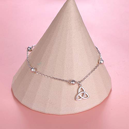Image of FLYOW S925 Sterling Silver Anklet for Women Summer Boho Beach Charm Adjustable Foot Ankle Bracelet Jewelry Birthday Gift