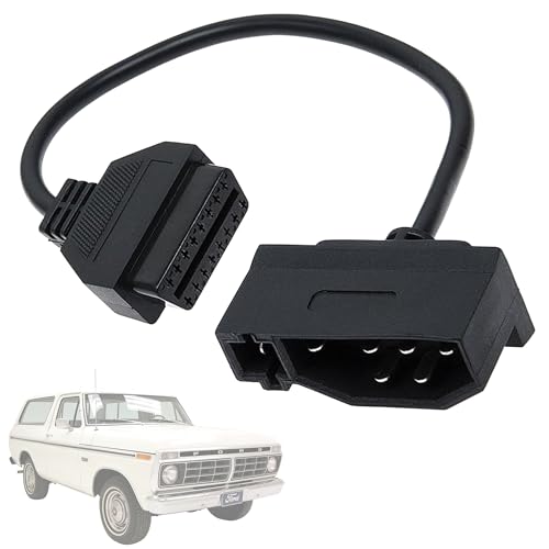 OBD1 to OBD2 Adapter for Ford 7 Pin to 16 Pin Connector Black OBD Adapter Cable Repair Diagnostic Tool Replacement Connector for Code Readers & Scan Tools Compatible with Most Ford EFI Vehicles