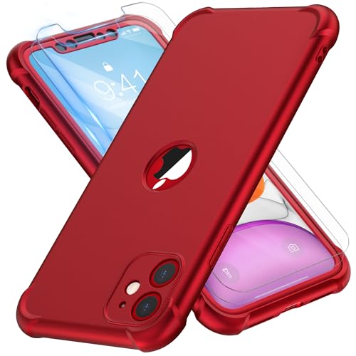 ORETECH Coque Compatible avec iPhone 11, avec [2 x Protecteur D'écran en Verre Trempé] 360°Housse Hybride Robuste 2 en 1 Antichoc Ultra Mince Anti Rayures...