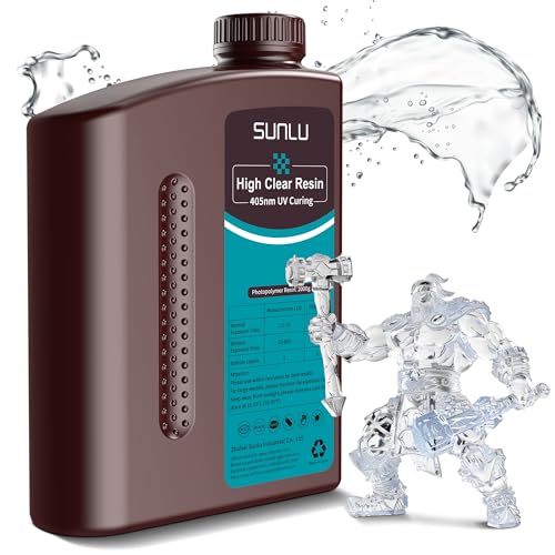 Image of SUNLU High Clear 3D Printer Resin, High Transparency 3D Printing Resin, Resist Yellowing Clear Resin, 405nm UV Curing 3D Printing Photopolymer Resin, Suitable for LCD /DLP /SLA 3D Resin Printer, 2000g