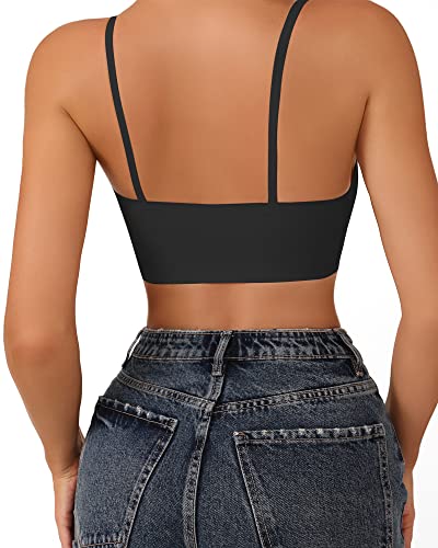 Image of DEANGELMON V Neck Bra Padded Seamless Adjustable Straps Bralettes Everyday Basic Sleeping Bras Multiple Pack