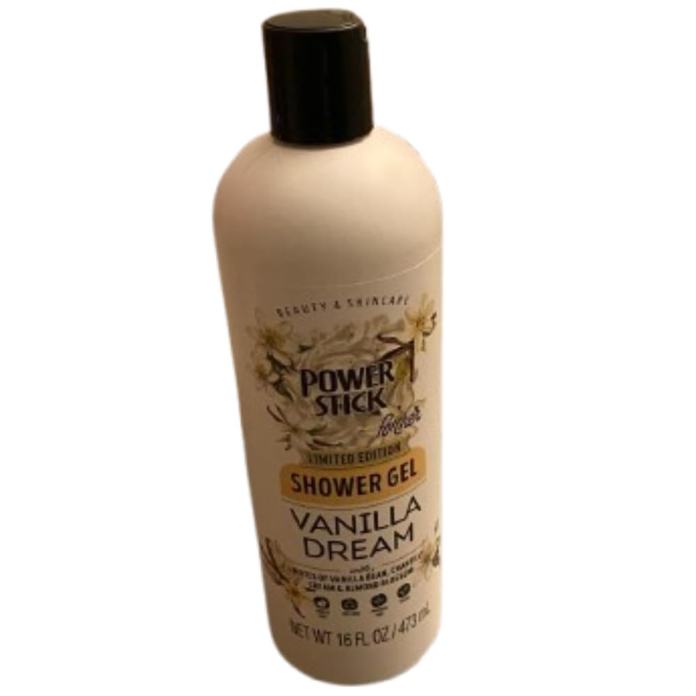 Power Stick Vanilla Dream Shower Gel Limited Edition Body Wash with Vanilla Bean Almond Blossom Moisturizing Cleanser for