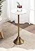 Kate and Laurel Sanzo Modern Pedestal Drink Table, 10 x 10 x 23, Antique Brass and White, Decorative End Table with Scalloped Marble Tabletop for Use as Small Plant Stand or Cute Martini Table