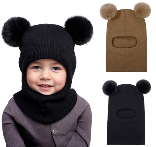 Image of ENBAOHUI Baby Winter Hat Scarf 2 Packs Toddler Winter Hat Boys Girls Beanies for Kids Knit Warm Kids Beanie hat 1-6T