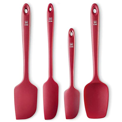 Di Oro Seamless Series 4-Piece Silicone Spatula Set - 600°F Heat-Resistant Pro-Grade Rubber Spatulas - Spoonula, Large Spatula, Small/Mini Spatula, And Jar Spatula - Kitchen Utensil Set (Red) #TOP1