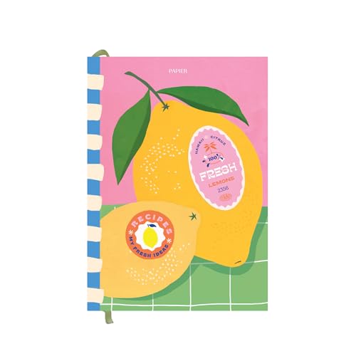 Papier Recipe Journal - Lemon, 153mm x 215mm, Hardback | Preserve Family Traditions | Silk Finish | Well Organised and Durable | Space for Ratings, Cooking Hints & Tips
