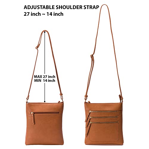 Image of Solene Crossbody Bag Functional Multi Pocket Messenger Purse Top Zip Closure Shoulder Handbag With Adjustable Strap