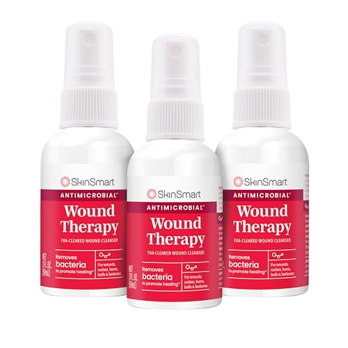 SkinSmart Antimicrobial Wound Therapy, Hypochlorous Acid Safely Removes Bacteria so Wounds Can Heal, 2 Ounce Clear Spray (Pack of 3)