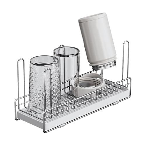 Secador de tazas, soporte para botellas para bebés, organizador de armario de acero inoxidable con escurridor que ahorra espacio para tazas y vasos
