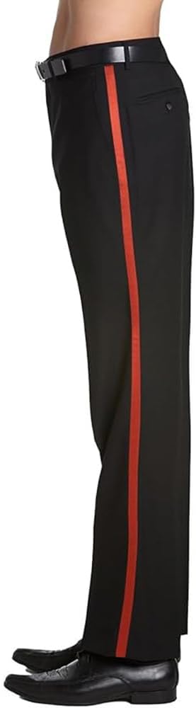 Men's Tuxedo Dress Pants Suit Pant Gold Edge Suit Trousers Black Satin Trimmed