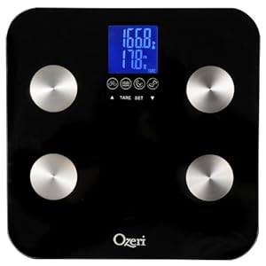 Ozeri Touch (440 lbs / 200 kg) Total Body Bath Scale – Measures Weight, Fat, Muscle, Bone & Hydration with Auto Recognition and Infant Tare Technology