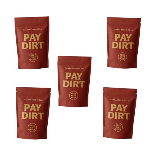 5-Pack Gold Paydirt Treasure Bundle – Real Gold Flakes, Gemstone Finds & Bonus Gold Bar | Premium Concentrated Pay Dirt