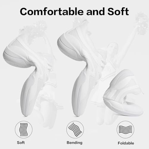 Image of Cheer Shoes for Youth Girls White Cheerleading Athletic Dance Shoes Tennis Sneakers for Competition Sport Training