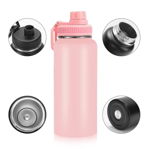 El Mejor Listado de Termo para agua comprados en linea. 50 800ML Termo de Acero Inoxidable, 316 Stainless Steel Insulated Cooler Mug, Large Metal Sports Bottle, Insulated Stainless Steel Travel Coffee Mug, Rosa
