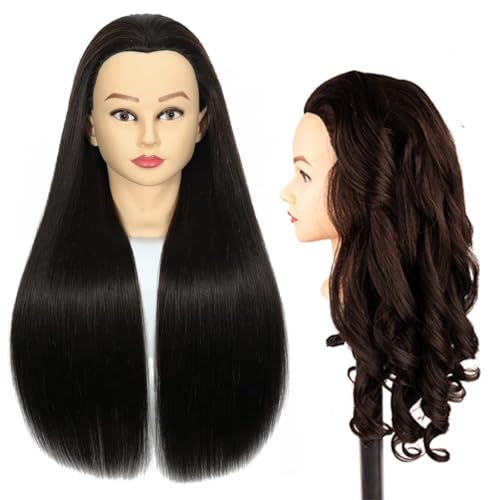 Mannequin Head Human Hair Female 80% Human Hair Mannequin Head Hair Styling Cosmetology Manikin Head Doll Head for Hairdresser with Clamp Holder and Tools