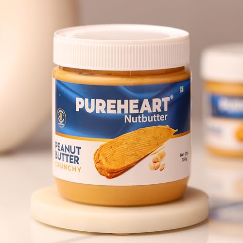 Image of Pureheart Nutbutter Crunchy Peanut Butter 350 gm | Natural & Premium Roasted Peanuts | High Protein, Rich in Fiber | Zero Trans Fats | for Tasty Breakfast & Post Workout Protein Snack