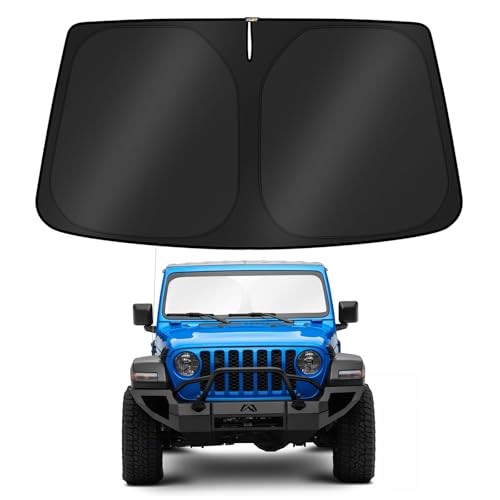 KUST Windshield Sun Shade for 2020-2025 2026 Jeep Gladiator(JT) Accessories,Sport,Sport S,Overland Rubicon Pickup(NO Sensor)Window Sunshade Sun Visor Protector Foldable Blocks UV Rays Keep Car Cooler