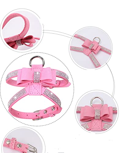 Kleines Hundegeschirr für Mädchen, mit Strass, für Damen, niedlich, ausgefallen, funkelnd, weich, hübscher Kristalldiamant für XS, Schwarz, Größe XS