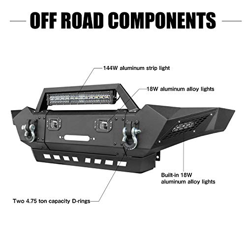 Ebestauto Tacoma Bumper Set Front Bumper With Winch Bracket + Tacoma Rear Bumper For 2005-2015 Tacoma Off-Road Textured Black Bumper (Not Fit Third Generation Tacoma) #TOP1
