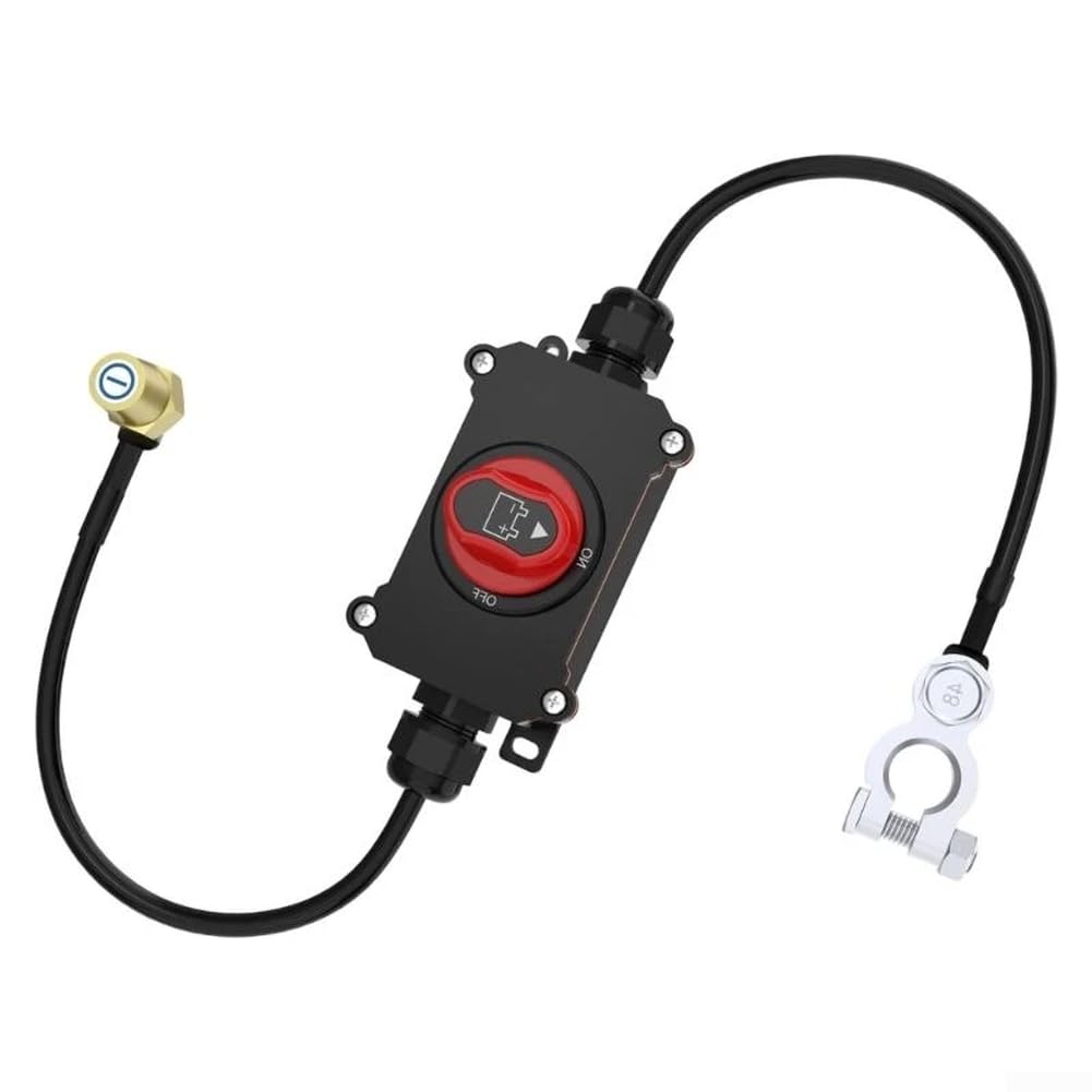 Interruptor de desconexión de batería impermeable de 12 V-24 V, aislador de energía giratorio con cables de 0.5 pies para coche, barco, RV, interruptor de apagado ABS ignífugo (A)