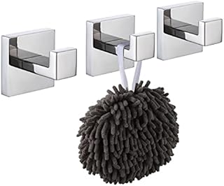 KOKOSIRI Bathoom Towel Hook Wall Mount Square Bath Robe Hook Coat Hook Kitchen Garage Heavy Duty SUS 304 Stainless Steel 3 Pack Polished Chrome B1010CH-P3