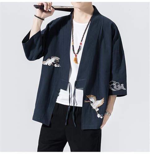 Bollrllr 2024 Men's Embroidered Haori Kimono Harajuku Large Size Cardigan Yukata Asian Style Clothing4