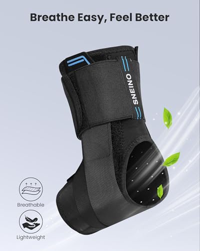 Image of Upgraded Ankle Brace for Women & Men, Strong Support, Breathable Fabric, Adjustable Hook-and-Loop Strap, 4 Removable Side Bars (2 per Side), forSprained Ankle, Sports Recovery, Running,Sports (X-Large)