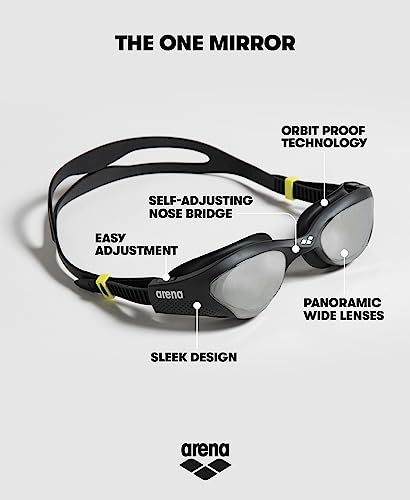 Arena Unisex Adult The One Swim Goggles For Men And Women Watertight Fit Orbit-Proof Seals Anti-Fog Coated Mirror Lens, Silver/Jade/Black #TOP2
