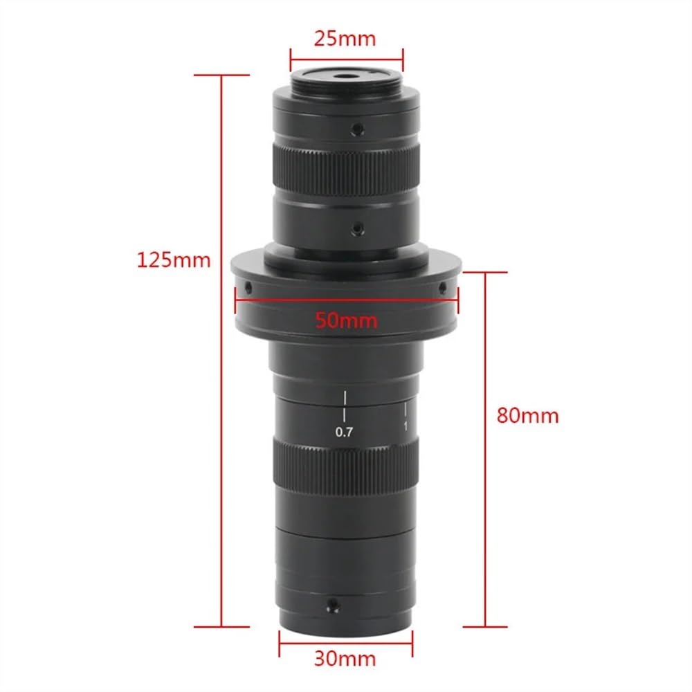 Mikroskop 169X 225X 253X 338X Einstellbarer Mikroskop-Zoom C-Mount-Objektiv 0,7X-4,5X Kontinuierliches Monokularobjektiv for HDMI-VGA-USB-Kamera(26X-169X)