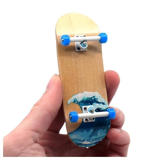 Teak Tuning Complete Fingerboard Waves Edition - Premium, Heat Transfer Graphic - Pro Shape & Size - Bearing Wheels, Pro Trucks, 61A Pro Duro Bushings - 34mm x 97mm Deck