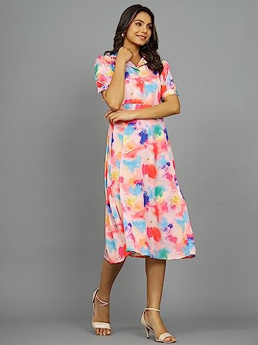 Image of Ravaiyaa - Attitude is everything Womens Soft Crepe Silk Casual Dress Summer Floral Printed Dress Ladies Tank Midi Sundress