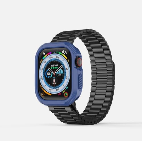 Image of Meyaar Tough Armour Case Compatible for Apple Watch Series 10 46mm Military Grade Protective Cover, TPU Bumper Case for Apple Watch Series 10 46mm (2024) (Blue, 46MM)