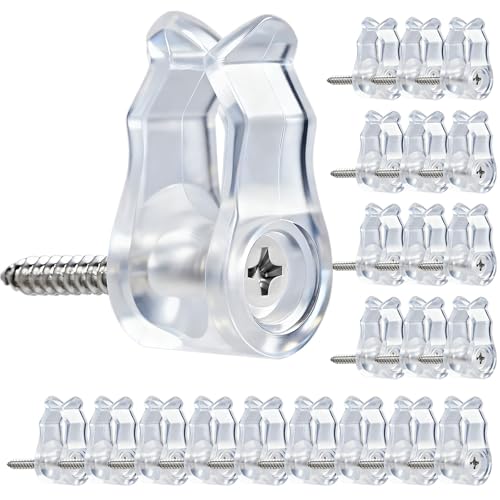 50 Stück Haken zum Schrauben für Befestigung Lichterkette Außen Lichterketten-Clips Weihnachtslichter Haken mit Kreuzschlitz-Schraube Schraubhaken Kabel & Christmas Decorations (Transparent)