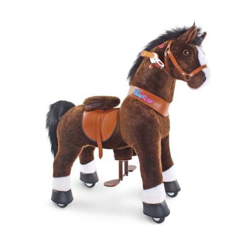 PonyCycle® Modell U Pferd auf Rollen | Braun | 4-7 Jahre | mit Bremse