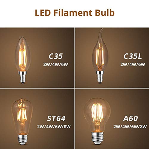Bombillas LED E14 tipo Edison C35 para lámparas de salón y decoración vintage, 10 unidades 4